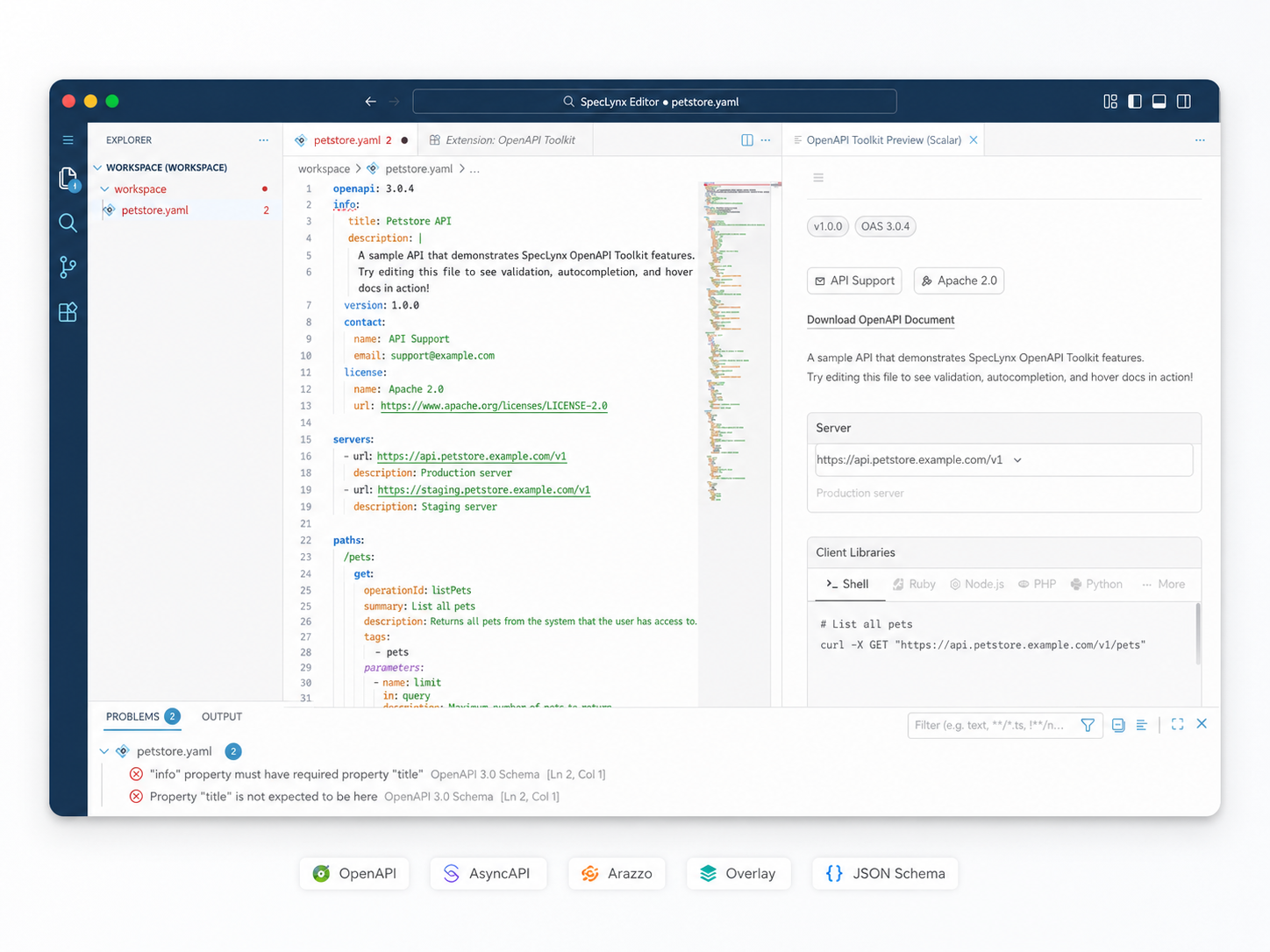SpecLynx editor and validation interface